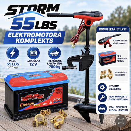 Komplekts STORM 55lbs + 100Ah Akumulators + Klemmes