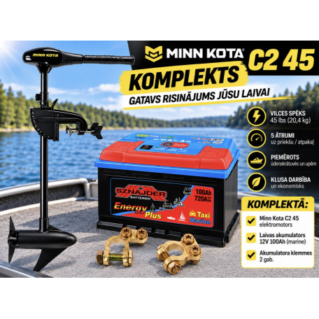 Komplekts Minn Kota ENDURA C2 45 + 100Ah Akumulators + Klemmes