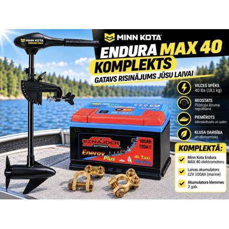 Komplekts Minn Kota ENDURA MAX 40 Lb + 100Ah Akumulators + Klemmes