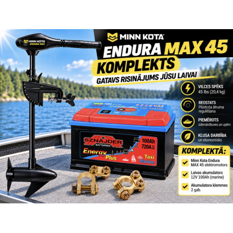 Komplekts Minn Kota ENDURA MAX 45 Lb + 100Ah Akumulators + Klemmes